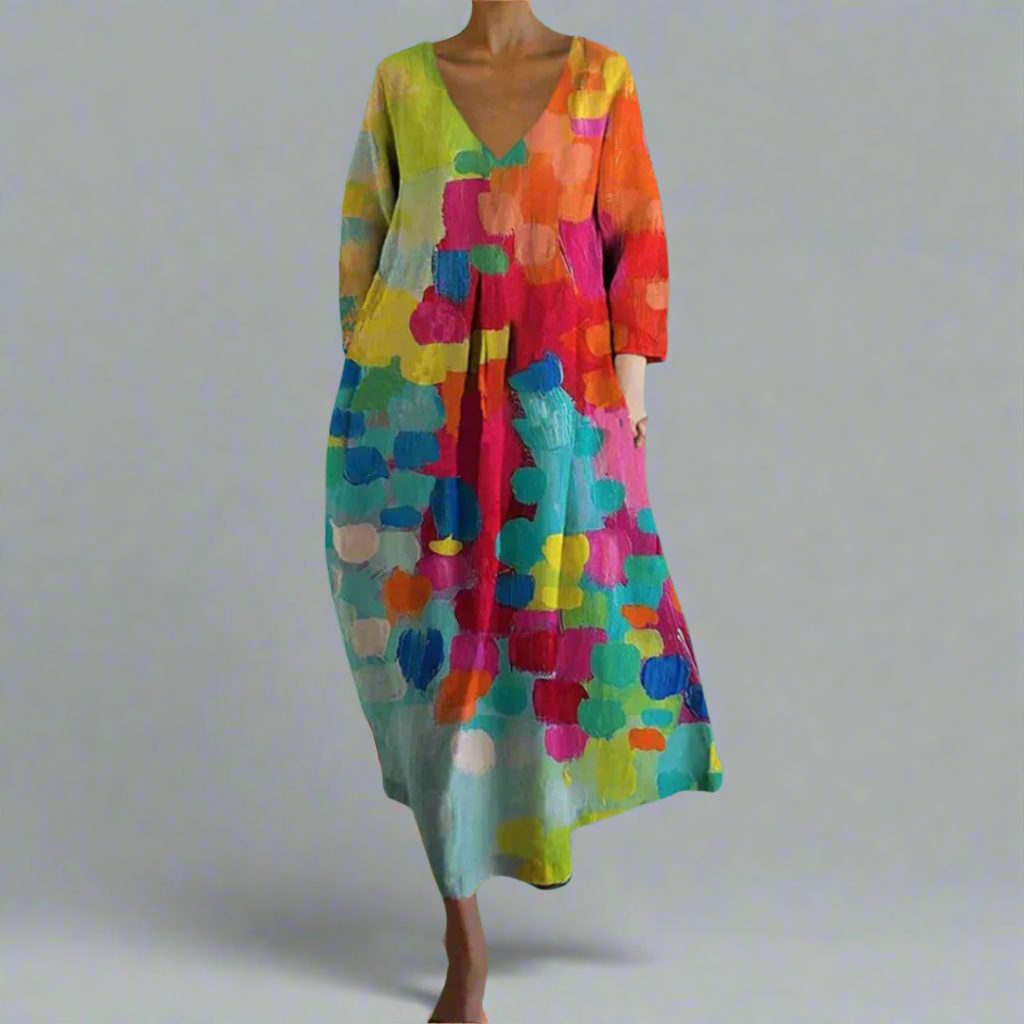 Cheryl | Colorful V-Neck Maxi Dress