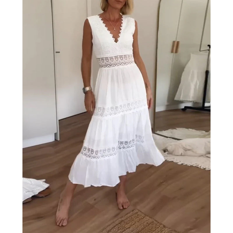 Charlotte - Handmade Lace Dress with V-Neck