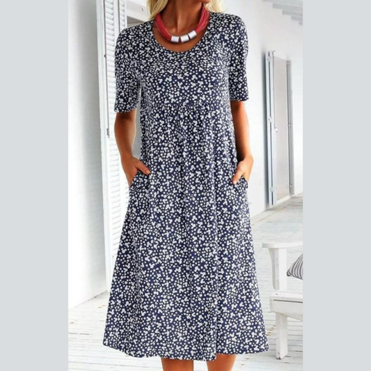 Amara | Stylish Floral Print Midi Dress