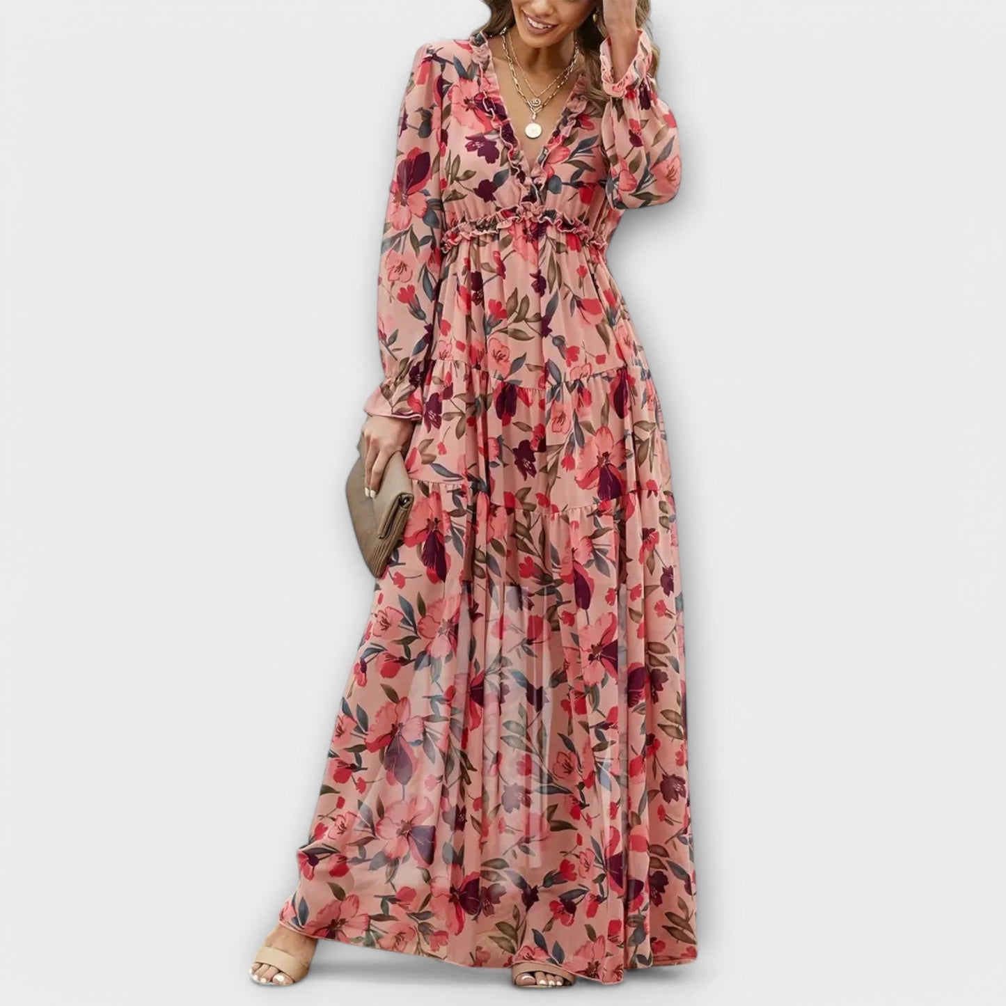 Juno | Elegant V-Neck Floral Dress