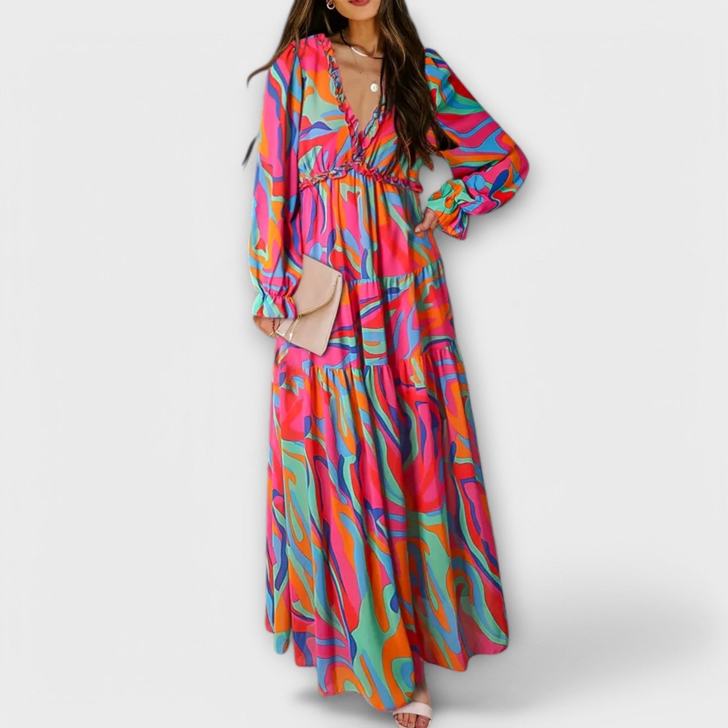 Elle | Floral V-Neck Maxi Dress