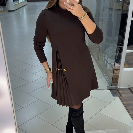 Evelyn | Long Sleeve Pleated Dress